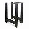 H tafelpoten zwart - per SET (2 stuks) - metaal - 8x8 cm - breedte: 60 cm - hoogte: 90 cm - stalen H-statafel poot met zwarte coating - RAL 9005