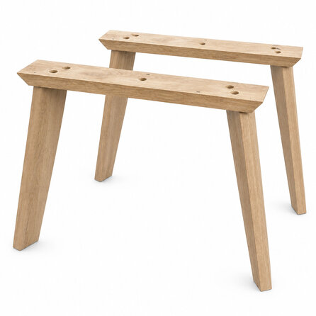 N tafelpoten schuin eiken - per SET (2 stuks) - metaal - 4x7-13 cm - breedte: 80 cm - hoogte: 73 cm - tapse eiken N-poot - rustiek eikenhout (B/C) - KD 8-12%