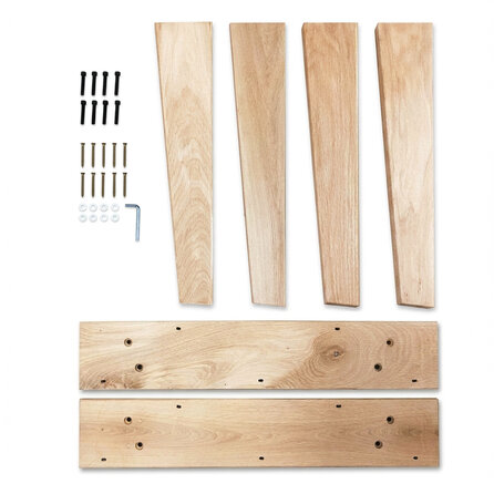 N tafelpoten schuin eiken - per SET (2 stuks) - metaal - 4x7-13 cm - breedte: 80 cm - hoogte: 73 cm - tapse eiken N-poot - rustiek eikenhout (B/C) - KD 8-12%