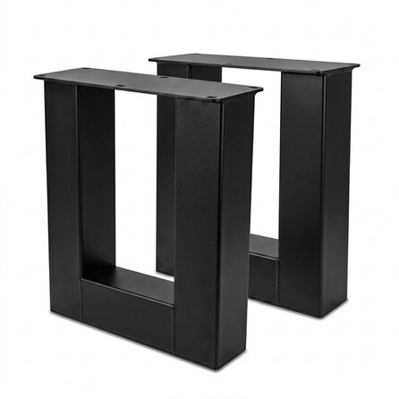 U bankpoten zwart - per SET (2 stuks) - metaal - 8x8 cm - breedte: 38 cm - hoogte: 43 cm - stalen U poten bankje - met zwarte coating - RAL 9005