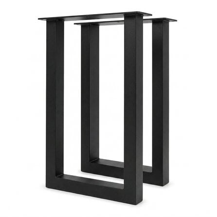 U tafelpoten zwart - per SET (2 stuks) - metaal - 8x8 cm - breedte: 60 cm - hoogte: 105 cm - stalen statafel / bartafel U poot met zwarte coating - RAL 9005