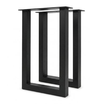 U tafelpoten zwart - per SET (2 stuks) - metaal - 8x8 cm - breedte: 60 cm - hoogte: 105 cm - stalen statafel / bartafel U poot met zwarte coating - RAL 9005