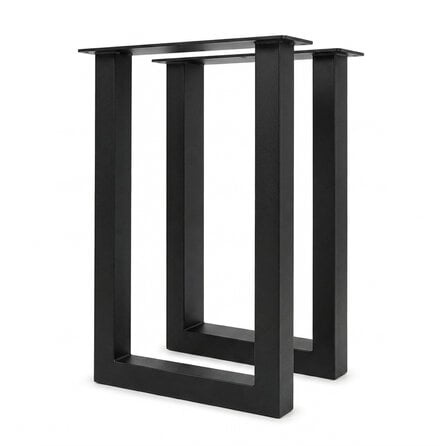 U tafelpoten zwart - per SET (2 stuks) - metaal - 8x8 cm - breedte: 60 cm - hoogte: 105 cm - stalen statafel / bartafel U poot met zwarte coating - RAL 9005