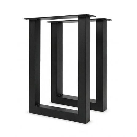 U tafelpoten zwart - per SET (2 stuks) - metaal - 8x8 cm - breedte: 60 cm - hoogte: 105 cm - stalen statafel / bartafel U poot met zwarte coating - RAL 9005