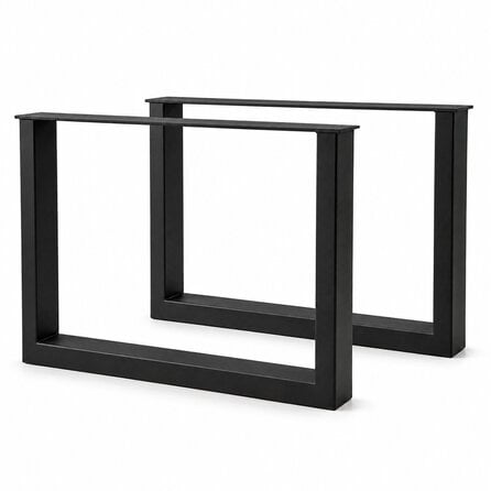 U salontafelpoten zwart - per SET (2 stuks) - metaal - 2,5x5 cm - breedte: 54 cm - hoogte: 37,5 cm - stalen U salontafel poot met zwarte coating - RAL 9005