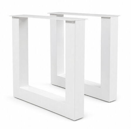 U tafelpoten wit - per SET (2 stuks) - metaal - 10x10 cm - breedte: 76 cm - hoogte: 72 cm - stalen U poot met witte coating - RAL 9016