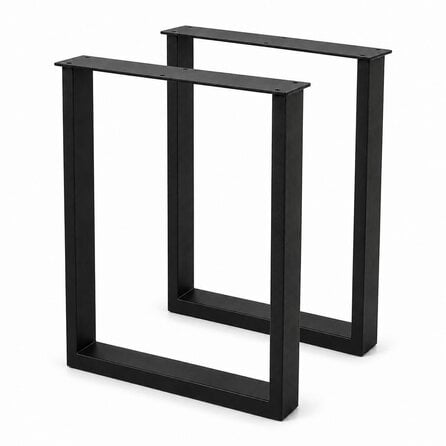 U tafelpoten zwart - per SET (2 stuks) - metaal - 2x8 cm - breedte: 60 cm - hoogte: 72 cm - stalen U poot met zwarte coating - RAL 9005