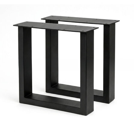 U tafelpoten zwart - per SET (2 stuks) - metaal - 4x8 cm - breedte: 76 cm - hoogte: 72 cm - stalen U poot met zwarte coating - RAL 9005