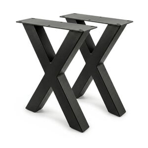 X-bankpoten zwart - SET (2 stuks) - metaal - 6x6 cm - breedte: 38 cm X-bankpoten zwart - SET (2 stuks) - metaal - 6x6 cm - breedte: 38 cm