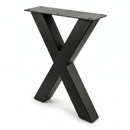 X bankpoten zwart - per SET (2 stuks) - metaal - 6x6 cm - breedte: 38 cm - hoogte: 43 cm - stalen X poten bankje met zwarte coating - RAL 9005