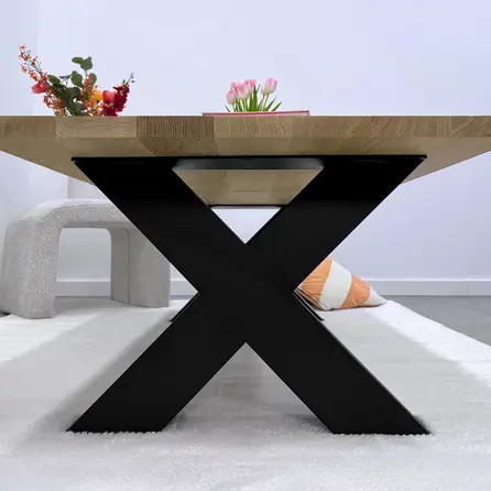 X salontafelpoten zwart - per SET (2 stuks) - metaal - 8x8 cm - breedte: 55 cm - hoogte: 40 cm - stalen X salontafel poot met zwarte coating - RAL 9005