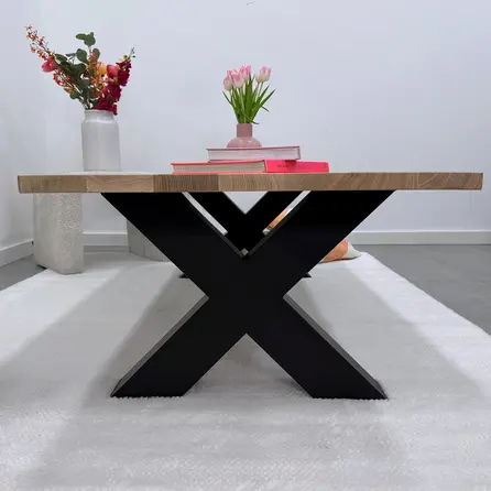 X salontafelpoten zwart - per SET (2 stuks) - metaal - 8x8 cm - breedte: 55 cm - hoogte: 40 cm - stalen X salontafel poot met zwarte coating - RAL 9005
