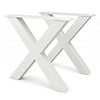 X tafelpoten wit - per SET (2 stuks) - metaal - 10x10 cm - breedte: 76 cm - hoogte: 72 cm - stalen X poot met witte coating - RAL 9016