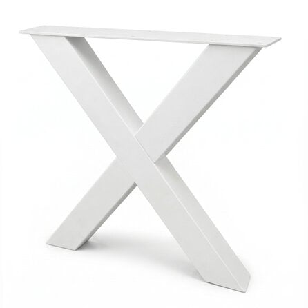 X tafelpoten wit - per SET (2 stuks) - metaal - 10x10 cm - breedte: 76 cm - hoogte: 72 cm - stalen X poot met witte coating - RAL 9016