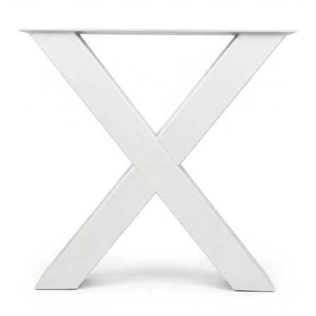 X tafelpoten wit - per SET (2 stuks) - metaal - 10x10 cm - breedte: 76 cm - hoogte: 72 cm - stalen X poot met witte coating - RAL 9016
