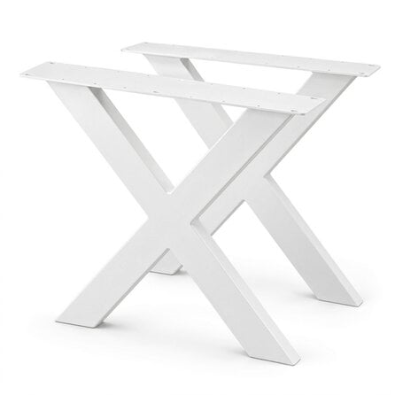X tafelpoten wit - per SET (2 stuks) - metaal - 10x4 cm - breedte: 76 cm - hoogte: 72 cm - stalen X poot met witte coating - RAL 9016
