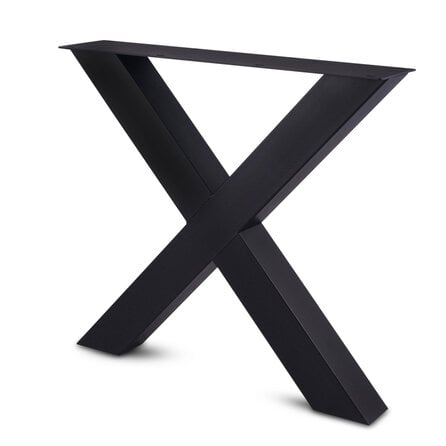X tafelpoten zwart - per SET (2 stuks) - metaal - 10x10 cm - breedte: 76 cm - hoogte: 72 cm - stalen X poot met zwarte coating - RAL 9005