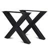 X tafelpoten zwart - per SET (2 stuks) - metaal - 10x10 cm - breedte: 78 cm - hoogte: 72 cm - stalen X poot met zwarte coating - RAL 9005