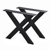 X tafelpoten zwart - per SET (2 stuks) - metaal - 10x4 cm - breedte: 76 cm - hoogte: 72 cm - stalen X poot met zwarte coating - RAL 9005