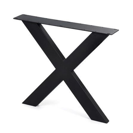 X tafelpoten zwart - per SET (2 stuks) - metaal - 10x4 cm - breedte: 76 cm - hoogte: 72 cm - stalen X poot met zwarte coating - RAL 9005