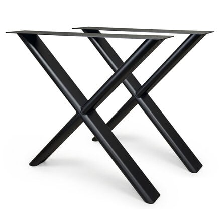 X tafelpoten zwart - per SET (2 stuks) - metaal - 4x10 cm (afgerond) - breedte: 80 cm - hoogte: 72 cm - stalen X poot met zwarte coating - RAL 9005