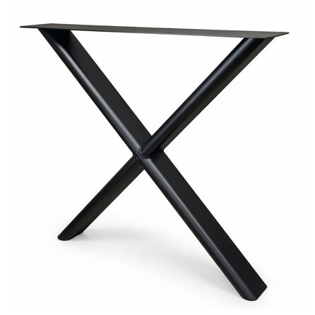 X tafelpoten zwart - per SET (2 stuks) - metaal - 4x10 cm (afgerond) - breedte: 80 cm - hoogte: 72 cm - stalen X poot met zwarte coating - RAL 9005