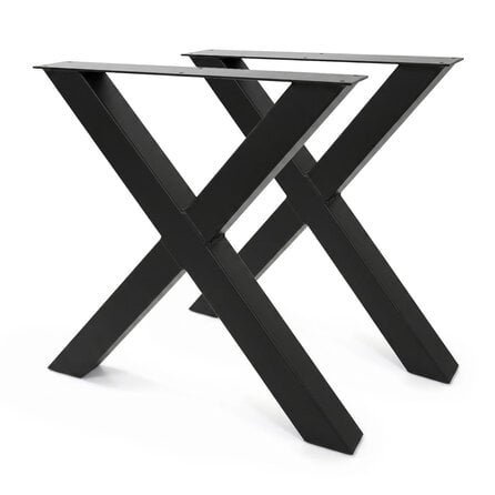 X tafelpoten zwart - per SET (2 stuks) - metaal - 8x8 cm - breedte: 76 cm - hoogte: 72 cm - stalen X poot met zwarte coating - RAL 9005