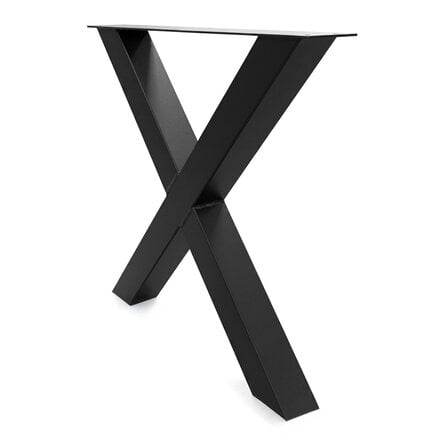 X tafelpoten zwart - per SET (2 stuks) - metaal - 8x8 cm - breedte: 76 cm - hoogte: 72 cm - stalen X poot met zwarte coating - RAL 9005