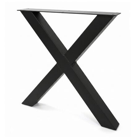 X tafelpoten zwart - per SET (2 stuks) - metaal - 8x8 cm - breedte: 76 cm - hoogte: 72 cm - stalen X poot met zwarte coating - RAL 9005