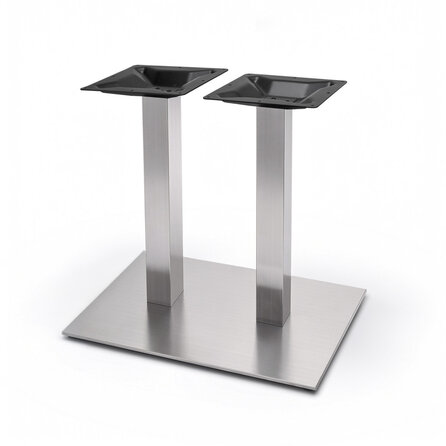 Horeca onderstel - inox look - koker: 8x8 cm - voet: 40x70 cm - hoogte: 72 cm - meerdelig metalen onderstel met RVS kleur coating