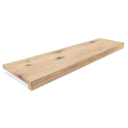 Eiken overzet venstertablet / vensterbank - op maat - 2 cm dik - 2-laags opgedikt (2+2,7 cm) - rustiek eikenhout (B/C) - gelijmd KD 8-12% Eiken overzet venstertablet / vensterbank - op maat - 2 cm dik - 2-laags opgedikt (2+2,7 cm) - rustiek eikenhout (B/C) - gelijmd KD 8-12%