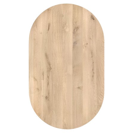 Capsule eiken eettafel - op maat - 2,7 cm dik - rustiek eikenhout (B/C) - eiken halve cirkel tafel met brede lamel