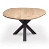 Organisch eiken eettafel - rond - 2,7 cm dik - rustiek eikenhout (B/C) - ronde eiken tafel met brede lamel Organisch eiken eettafel - rond - 2,7 cm dik - rustiek eikenhout (B/C) - ronde eiken tafel met brede lamel