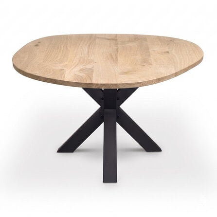 Organisch eiken eettafel - rond - 2,7 cm dik - rustiek eikenhout (B/C) - ronde eiken tafel met brede lamel Organisch eiken eettafel - rond - 2,7 cm dik - rustiek eikenhout (B/C) - ronde eiken tafel met brede lamel