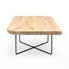 Diagonaal rond-haaks eiken salontafel - vierkant - 4 cm dik - rustiek eikenhout (B/C) - vierkante eiken salon tafel met brede lamel Diagonaal rond-haaks eiken salontafel - vierkant - 4 cm dik - rustiek eikenhout (B/C) - vierkante eiken salon tafel met brede lamel