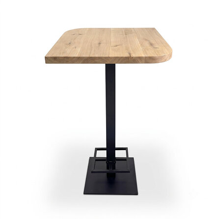 Diagonaal rond-haaks eiken bartafel / statafel - vierkant - 4 cm dik - rustiek eikenhout (B/C) - eiken sta/bar tafel met brede lamel Diagonaal rond-haaks eiken bartafel / statafel - vierkant - 4 cm dik - rustiek eikenhout (B/C) - eiken sta/bar tafel met brede lamel