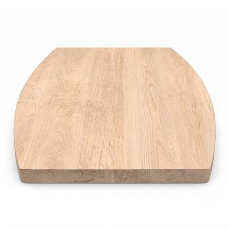 Half ovaal / tonvorm eiken tafelblad - 2,7 cm dik - prime eikenhout (A/B) - brede lamel (9-12 cm) - vaste afmetingen - gelijmd KD 8-12% Half ovaal / tonvorm eiken tafelblad - 2,7 cm dik - prime eikenhout (A/B) - brede lamel (9-12 cm) - vaste afmetingen - gelijmd KD 8-12%