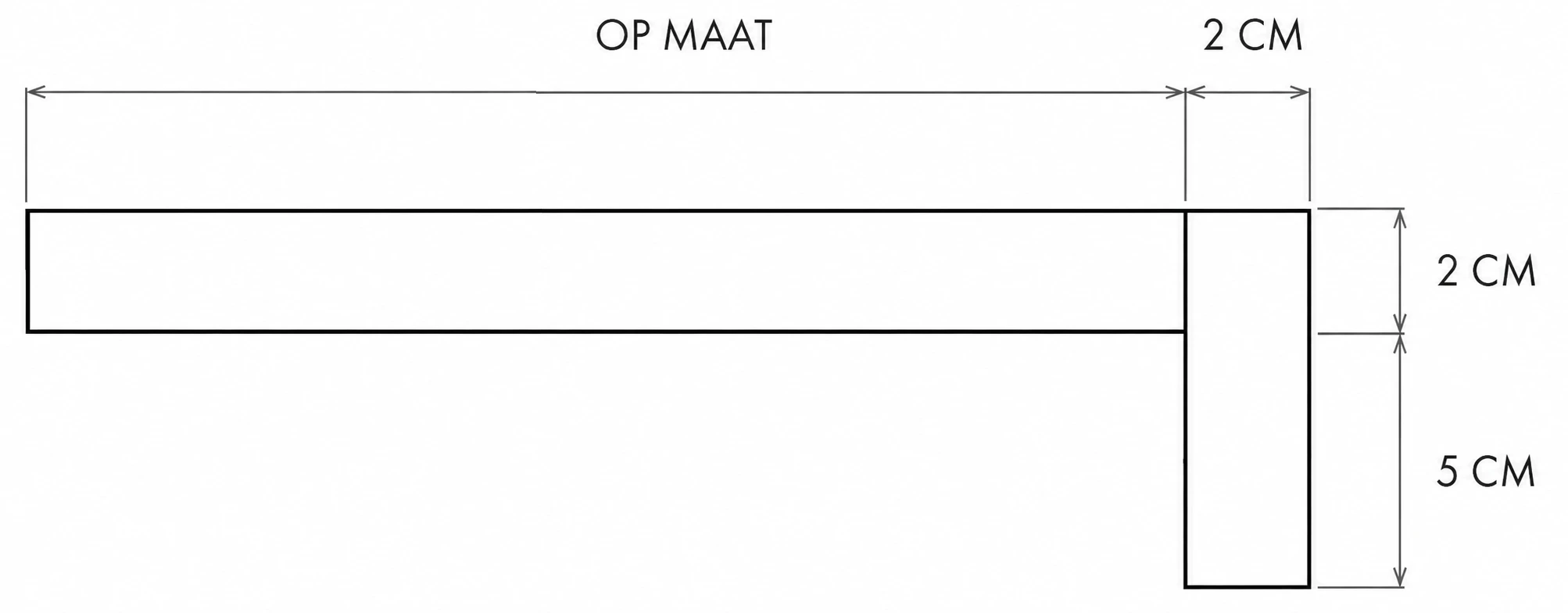 Oversteek: 2 cm diep en 5 cm hoog