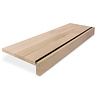 Eiken overzettrede - op maat - 2 cm dik met trapneus (7 cm) - prime eikenhout (A/B) - gelijmd KD 8-12% Eiken overzettrede - op maat - 2 cm dik met trapneus (7 cm) - prime eikenhout (A/B) - gelijmd KD 8-12%