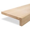 Eiken overzet venstertablet / vensterbank - op maat - 2 cm dik - met voorrrand / neus (2x6 cm)  - prime eikenhout (A/B) - gelijmd KD 8-12%