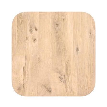 Eiken tafelblad met ronde hoeken - vierkant - 2,7 cm dik - rustiek eikenhout (B/C) - brede lamel (9-12 cm) - vaste afmetingen - gelijmd KD 8-12%