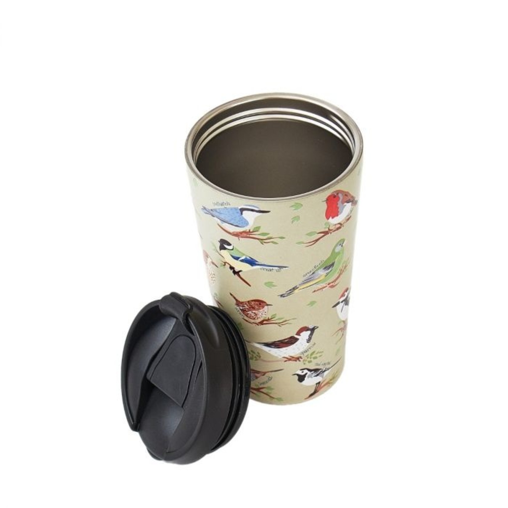 ECO CHIC Travel Mug (Thermos) - Green Wild Birds