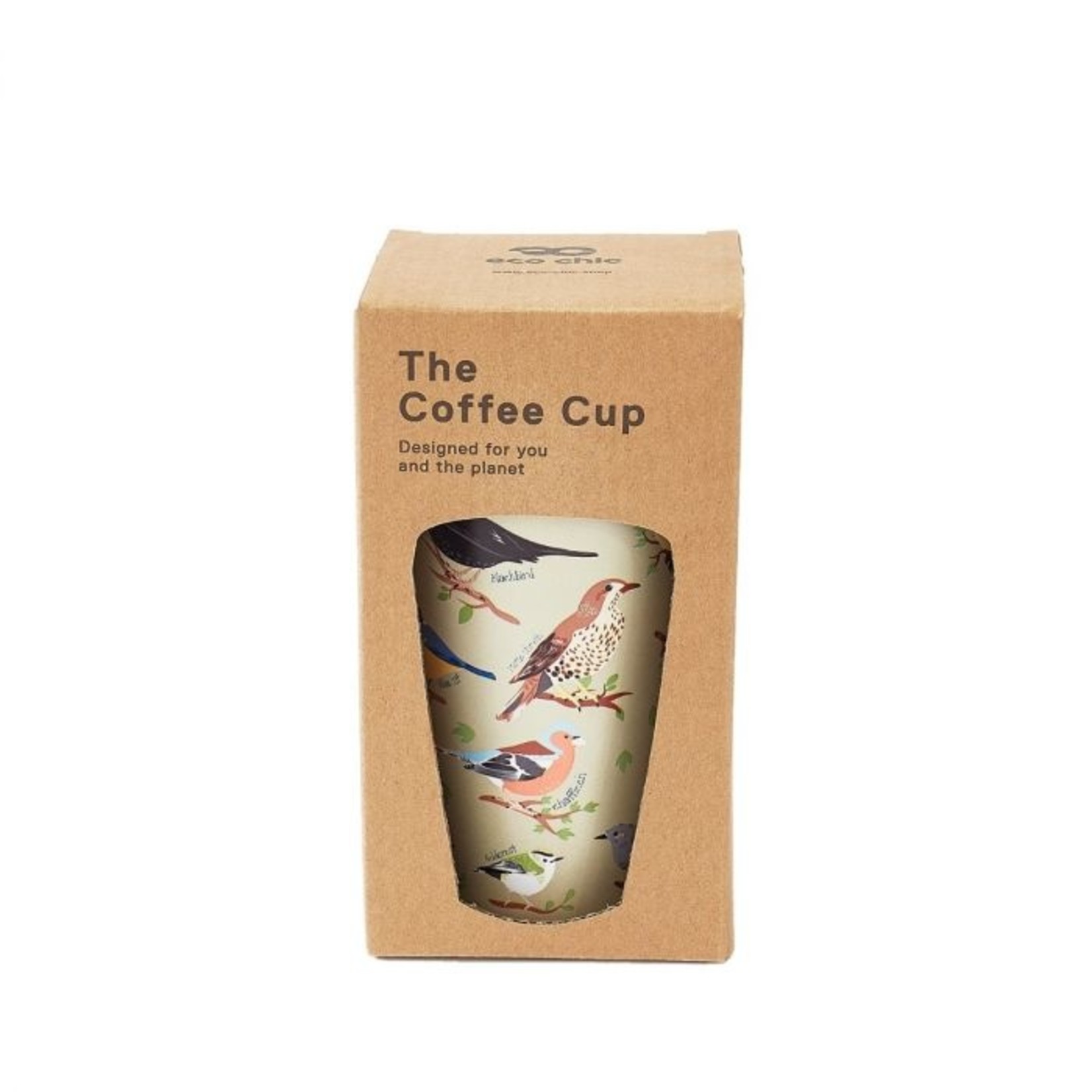 ECO CHIC Travel Mug (Thermos) - Green Wild Birds