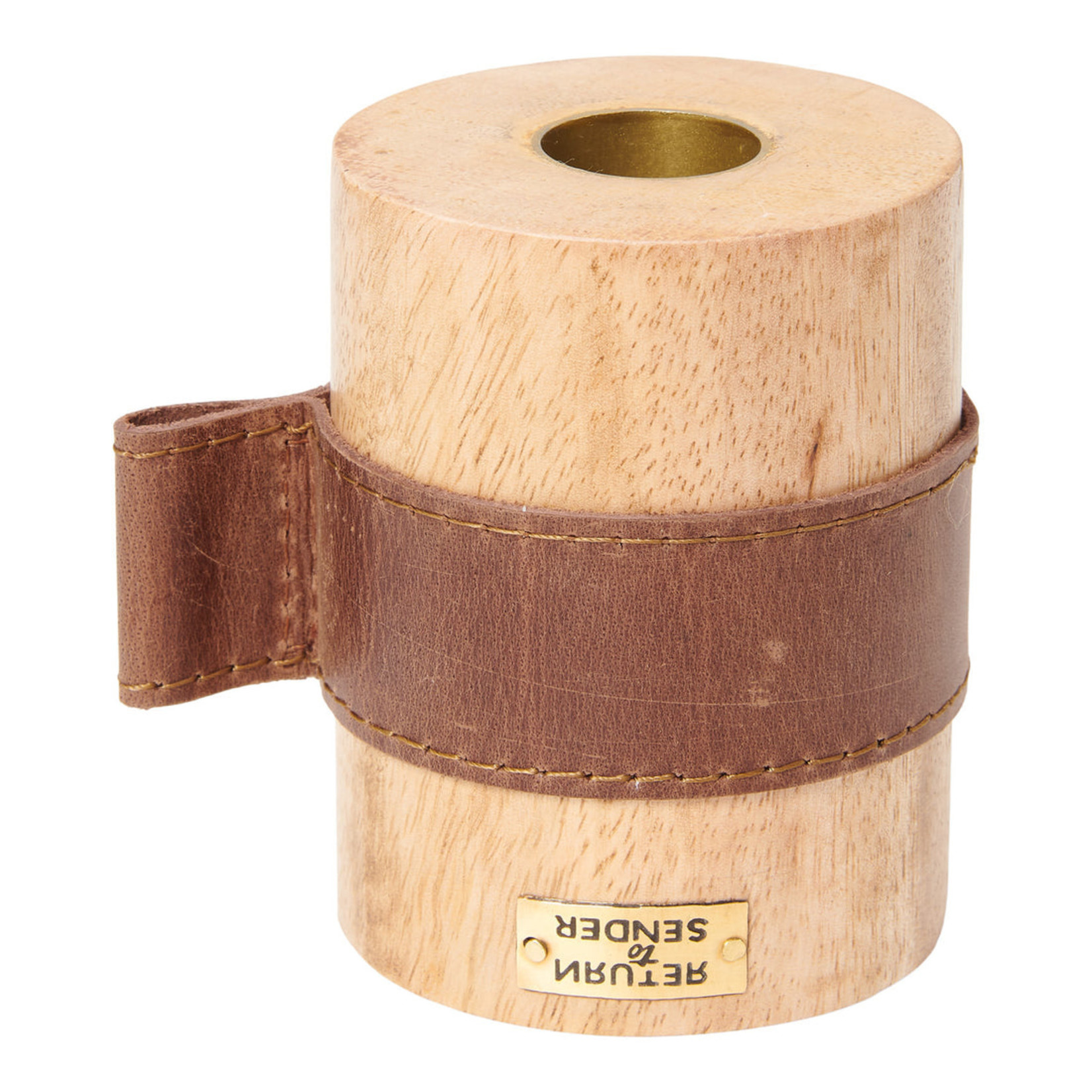 Return To Sender Tweezijdige houten kandelaar - 8cm
