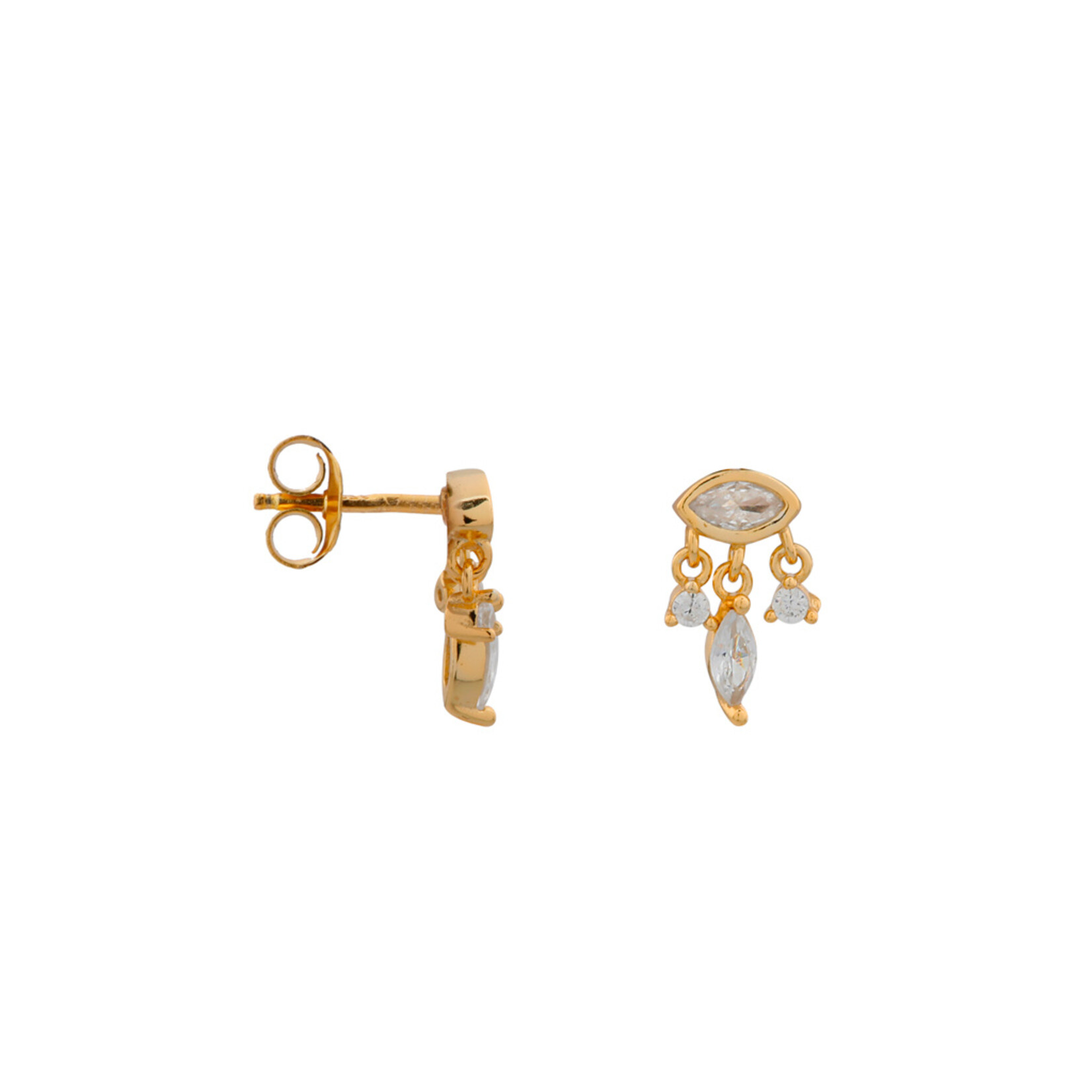 Shiny Waterfall Stud Gold - Single