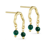 Pure by nat Earrings Malachite - Gold Plated