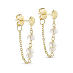 Pure by nat Earrings White Pearls - Gold Plated