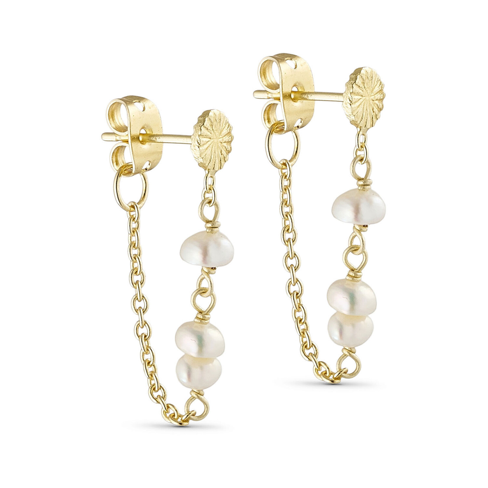 Pure by nat Earrings White Pearls - Gold Plated