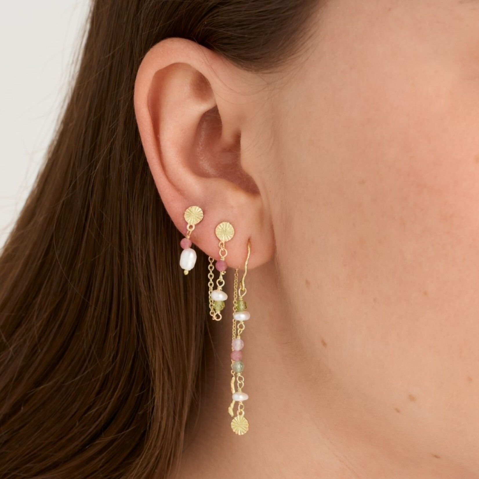 Pure by nat Earrings White Pearls - Gold Plated