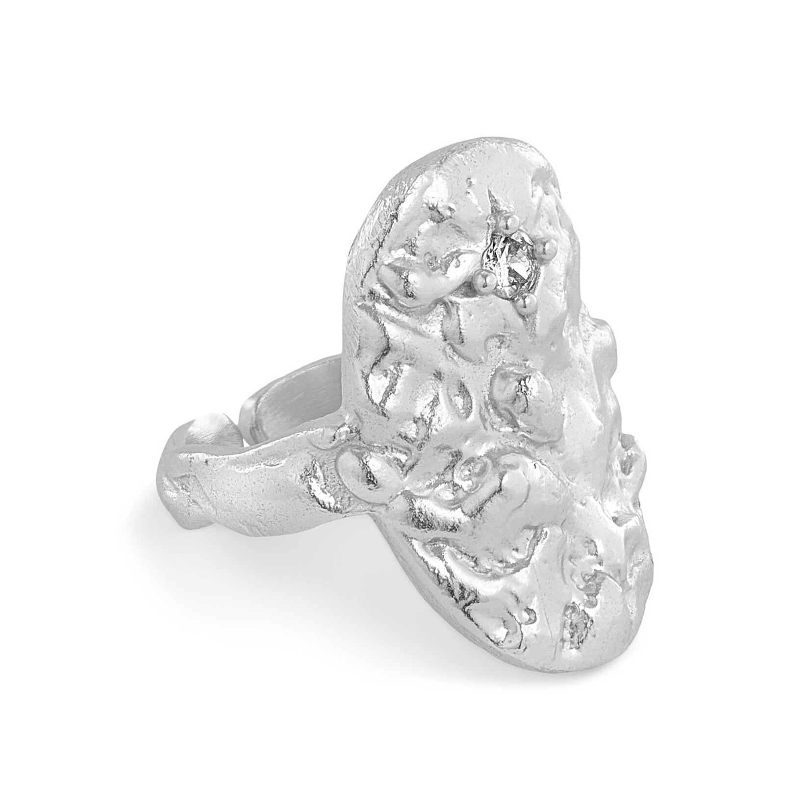 Pure by nat Ring Oval Foil Zircon - Silver Plated